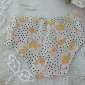 Vintage Doll Underpants Floral and Polka Dot Printed Cotton c1940&#39;s Hand Sewn