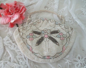 Vintage Beaded Purse Czechoslovakian Art Deco Evening Bag Handbag c1930's Flapper