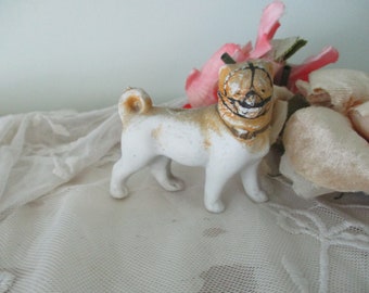 Antique Bisque Miniature Dollhouse Dog Muzzled Germany c1890