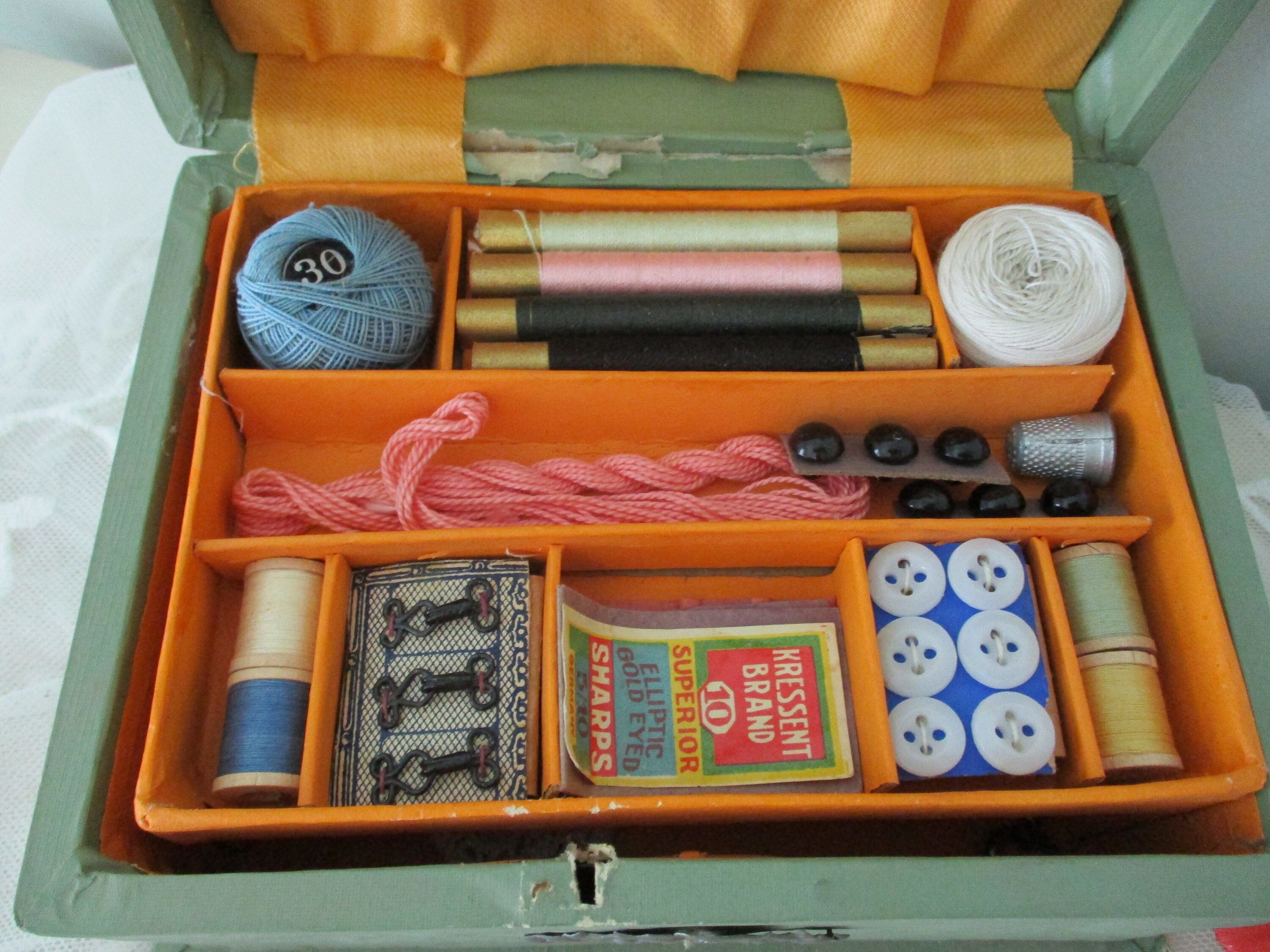 Antique Children's Sewing Box Toy With Original Contents Etsy