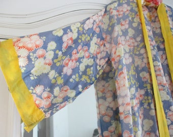 Antique 1920's - 30's Japanese Floral Satin Robe House Coat Women's Theater Costume, Display