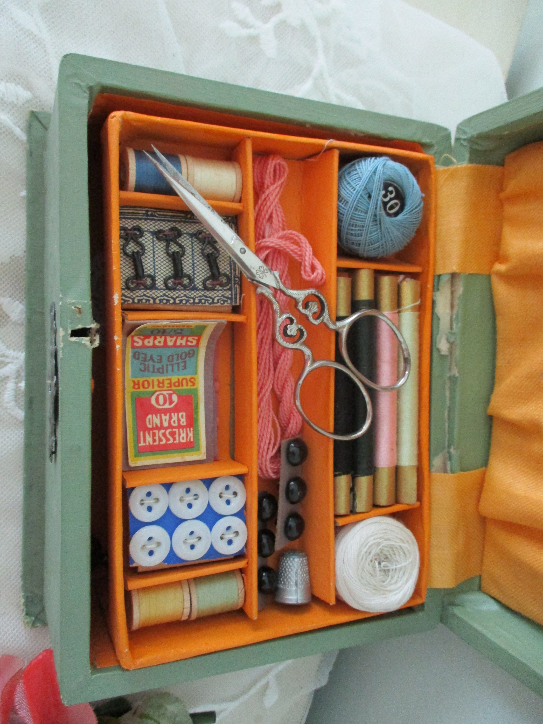 Antique Children's Sewing Box Toy With Original Contents Etsy
