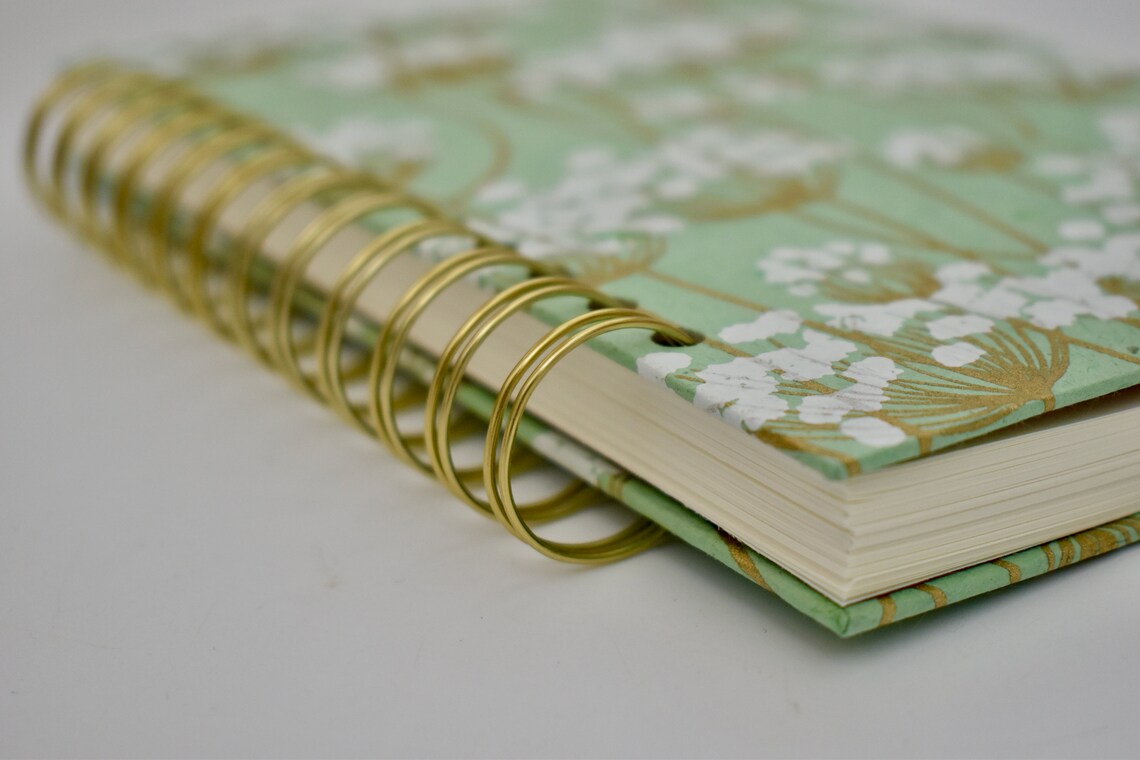 Ring bound notebook with Lokta Nepalese paper with design of Etsy