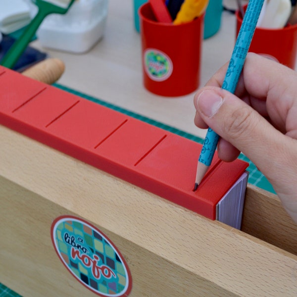 3d-printed template to draw sewing stations on the spine of books - Bookbinding tool