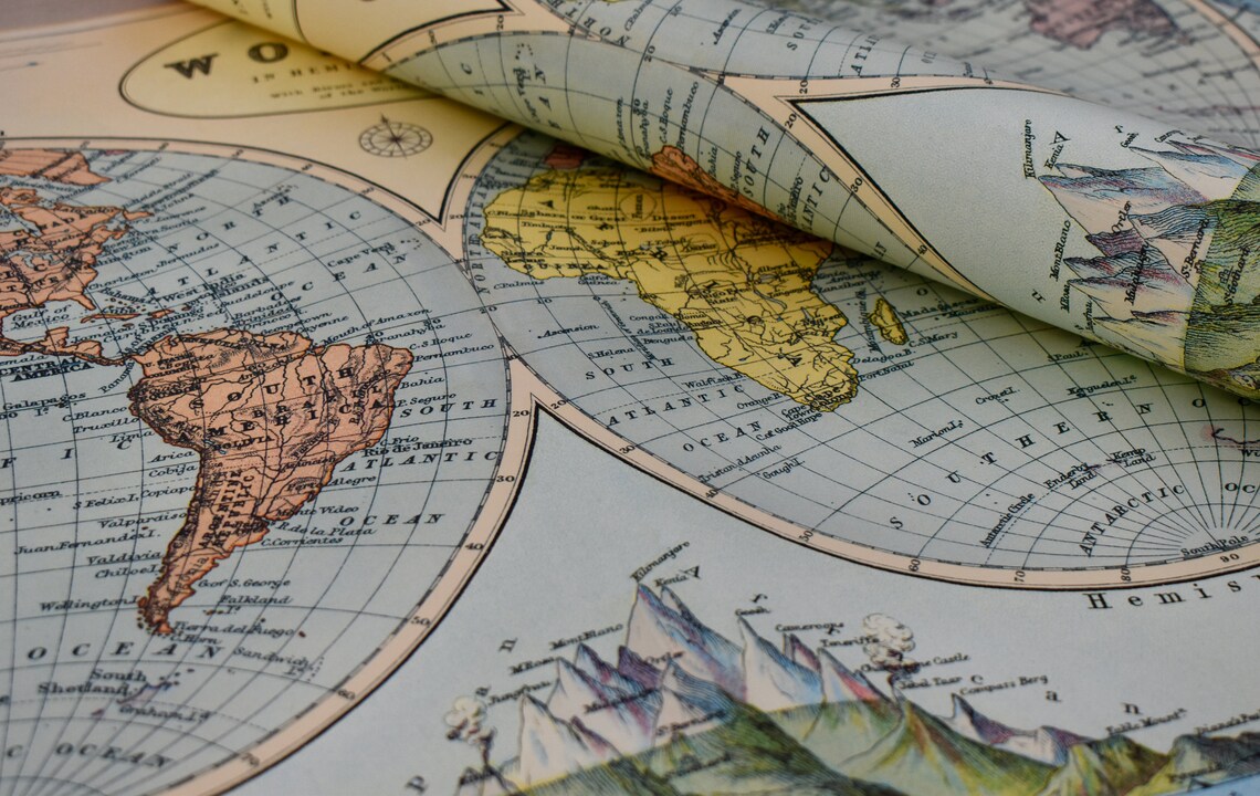 World map Sheet of decorative paper with design of map Etsy