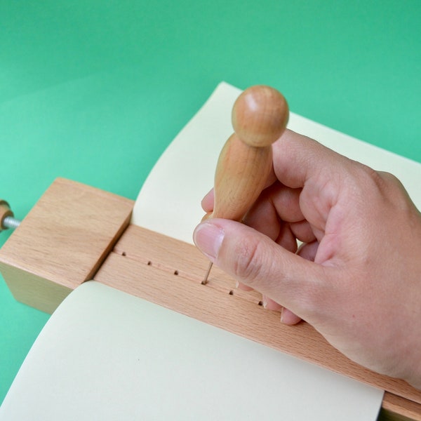 Bookbinding wooden tool for punching - Cradle for bookbinders for making holes in paper