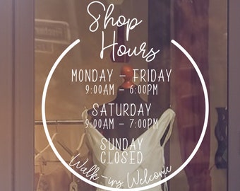 Business Opening Hours Decal – Commercial Grade Vinyl