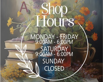 Floral Business Hours Window Decal - Custom Store Hours