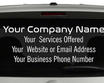 Design Your Own 4 Line Custom Business Back Glass Decal // Modern Font // Commercial Grade Premium Vinyl // BBG0100