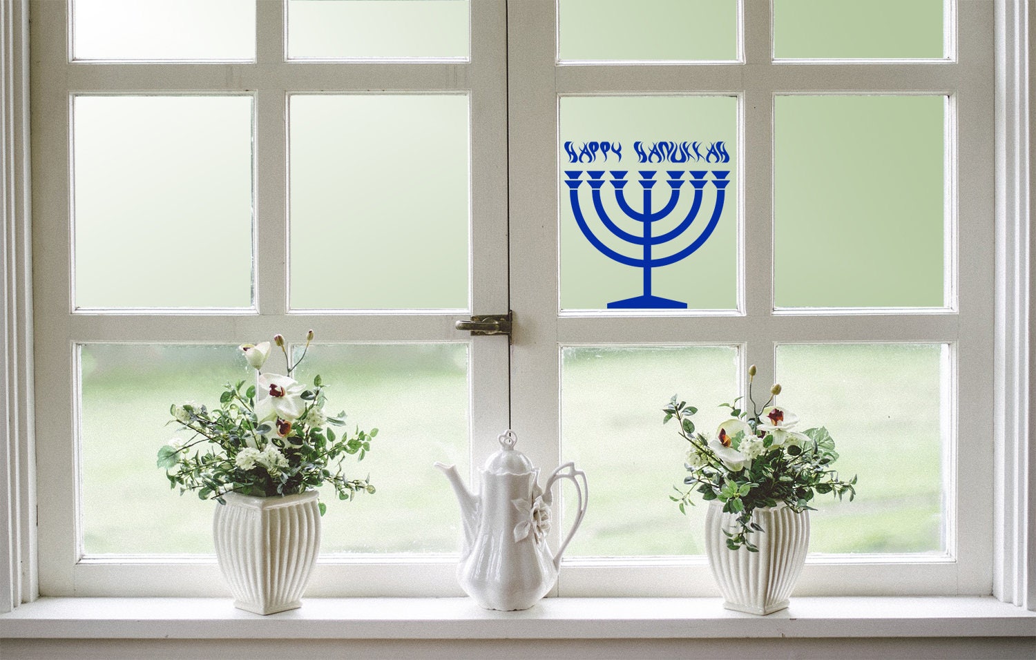 Happy Hanukkah Menorah Decal // Window Decal // Hanukkah Wall Etsy UK