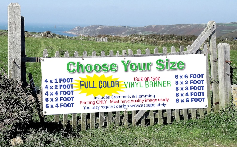 Full Color Printed HD Banner Sign Complete with Hem and Grommets Stunningly Vibrant Premium Vinyl Scrim CB0101