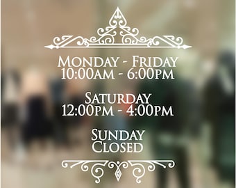 Vintage Style Business Hours Window Decal – Storefront Decor - Vinyl Decal -  VWS0100_8