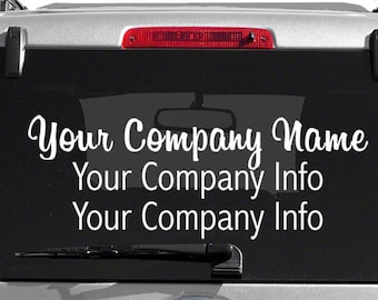 Custom 3-Line Business Back Glass Decal, Modern Font