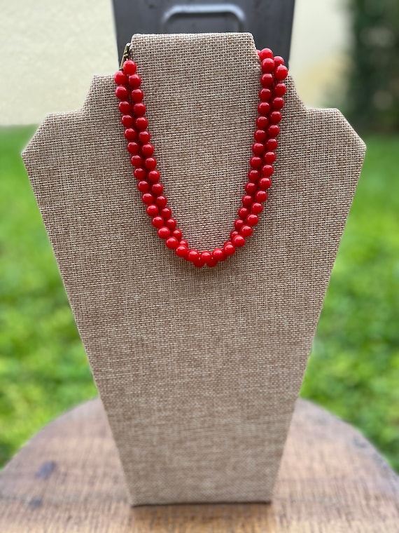 Vintage red beaded necklace
