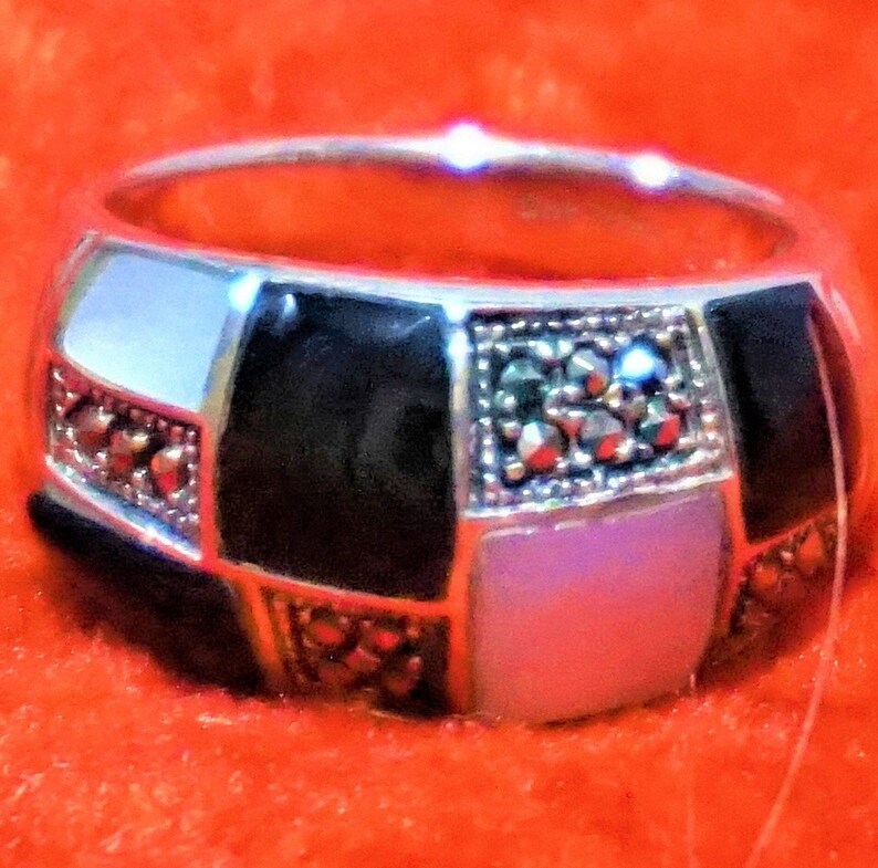 925 Sterling Silver Unisex Unique Multi Stone Ring Vintage Rare Find Collectible Quality Hallmarked Fine Jewelry Gift For Her Free Shipping