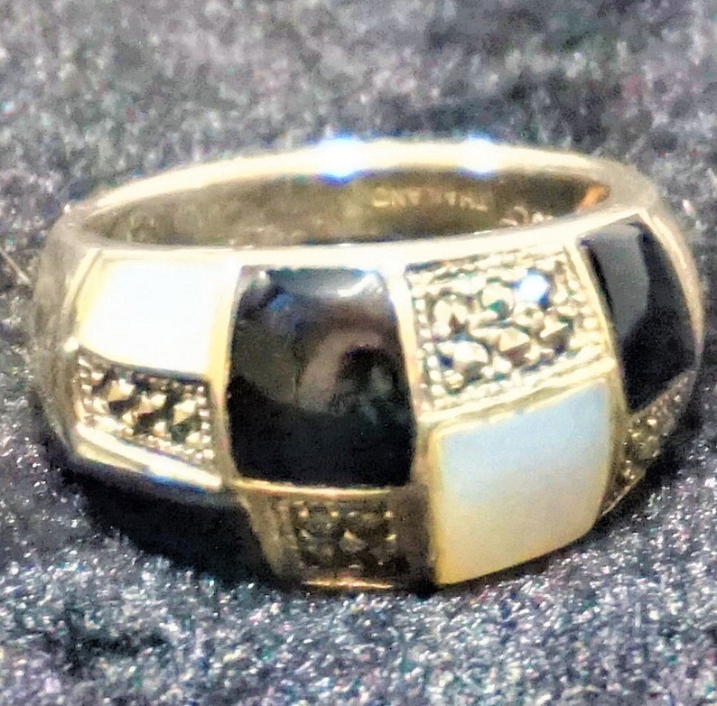 925 Sterling Silver Unisex Unique Multi Stone Ring Vintage Rare Find Collectible Quality Hallmarked Fine Jewelry Gift For Her Free Shipping