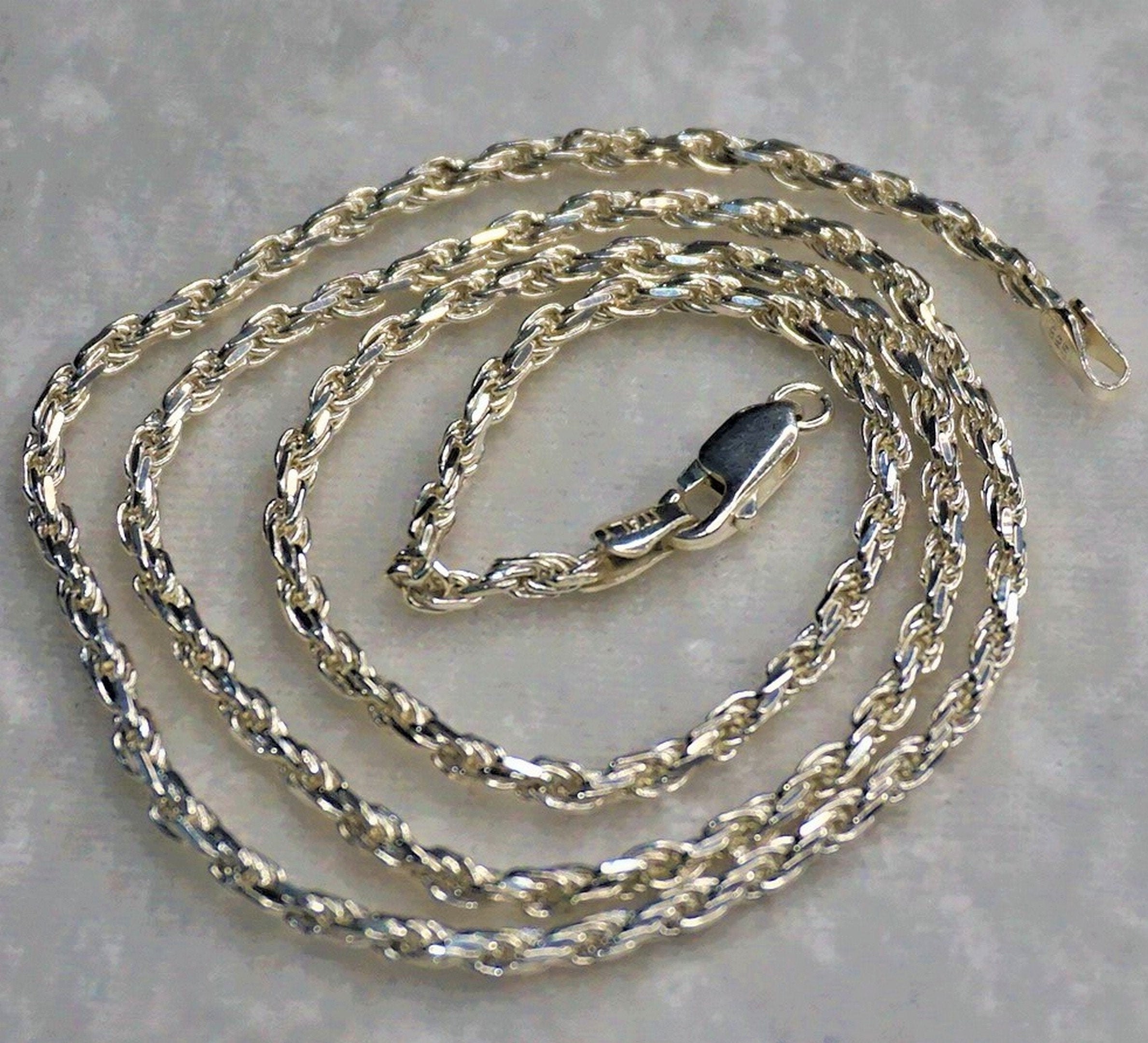 Sterling Silver Italian Designer Rope Chain Necklace Vintage - Etsy