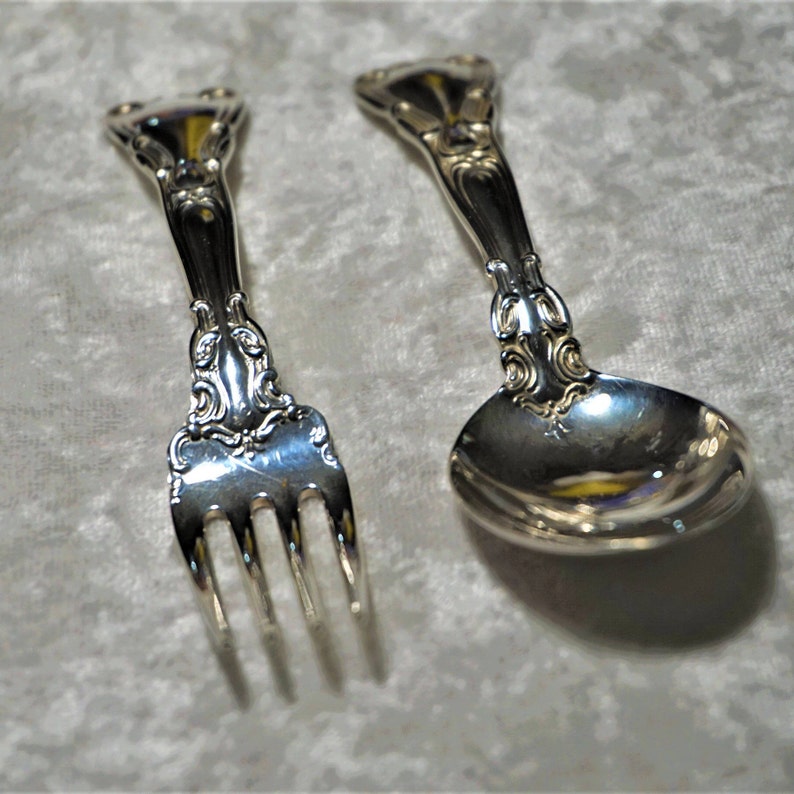 1895 Baby Fork And Spoon Sterling Silver Antique Chantilly Etsy