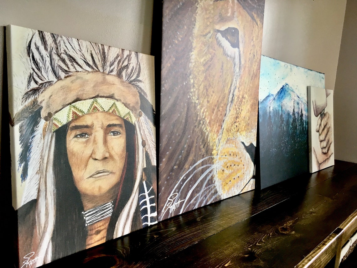 Native Chief Native American Indian Wall Art Home Decor | Etsy