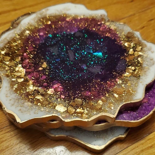 Resin Geode Coasters Set of 4 Black and White Coasters With Etsy