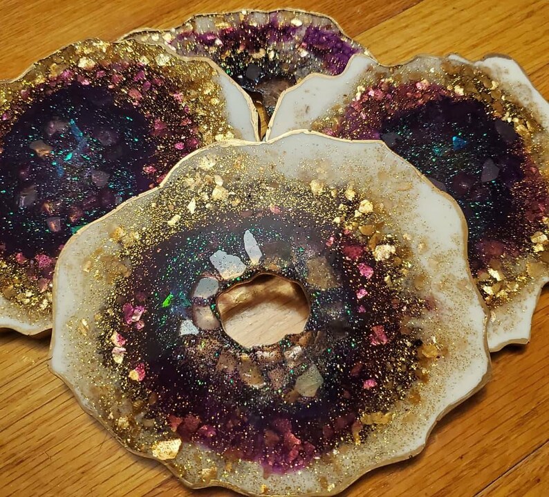 Resin Geode Coaster Set of 4 Etsy