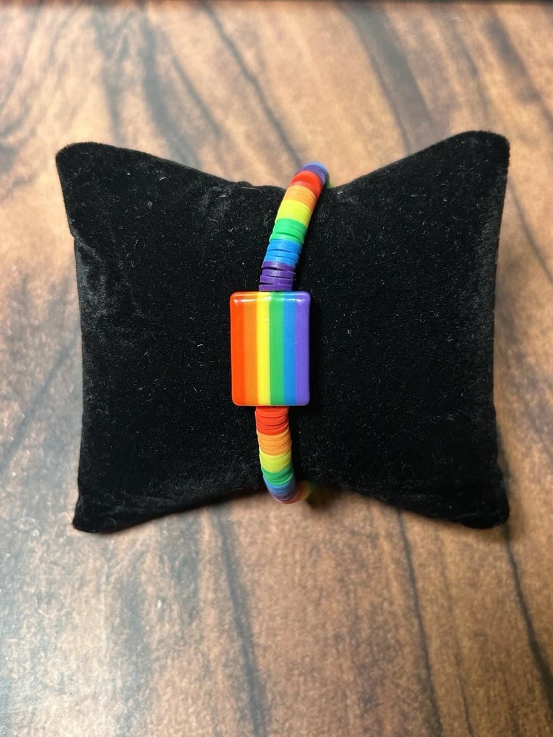 Rainbow Pride Clay Bracelet, LGBTQ Flag - Etsy