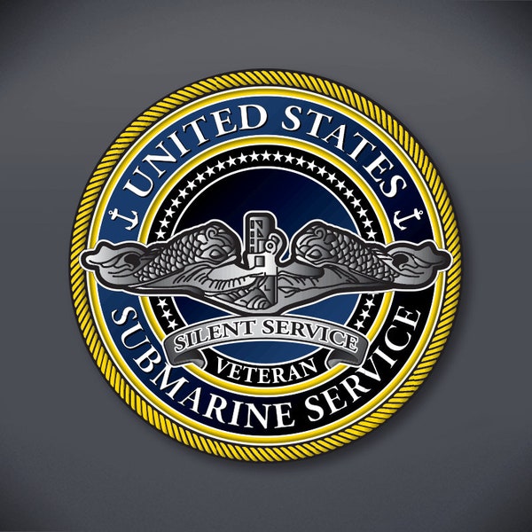 Classic Submarine Service Magnet - Dolphins Magnet, Silent Service, United States Service Veteran, Submarine Dolphins