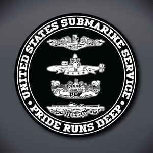 United States Submarine Service Pride Runs Deep Decal, US Submarine Service, Submarine Dolphins