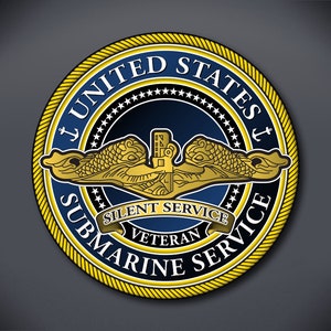 United States Submarine Service Officer Decal - Gold Dolphins Decal, Silent Service, US Submarine Service Veteran, Gold Dolphins