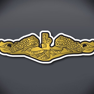 United States Submarine Service Gold Dolphins Decal, Silent Service, US Submarine Service Veteran, Submarine Dolphins