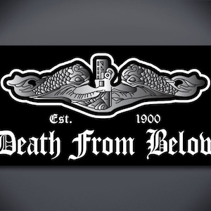 Death From Below Decal, Silent Service, United States Submarine Service Decal - US Submarine Service Veteran, Submarine Dolphins