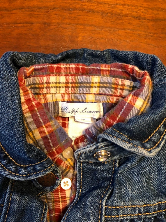 Retro Denim jacket - plaid jumpsuit- Ralph Lauren… - image 5