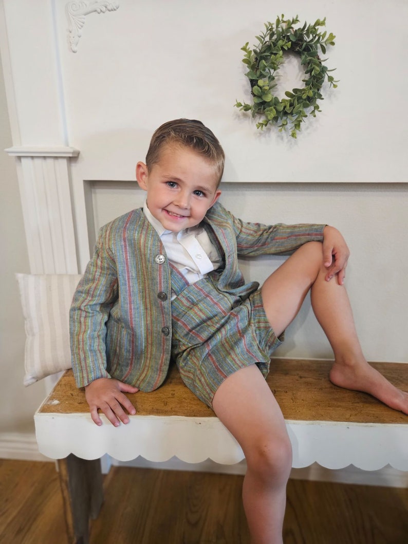 Boys suit boys outfit boys shorts overall shirts image 3
