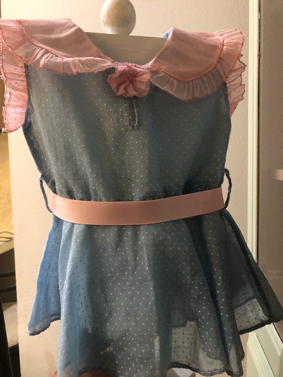 Blue dotted Swiss - Christening dress - boys over… - image 6