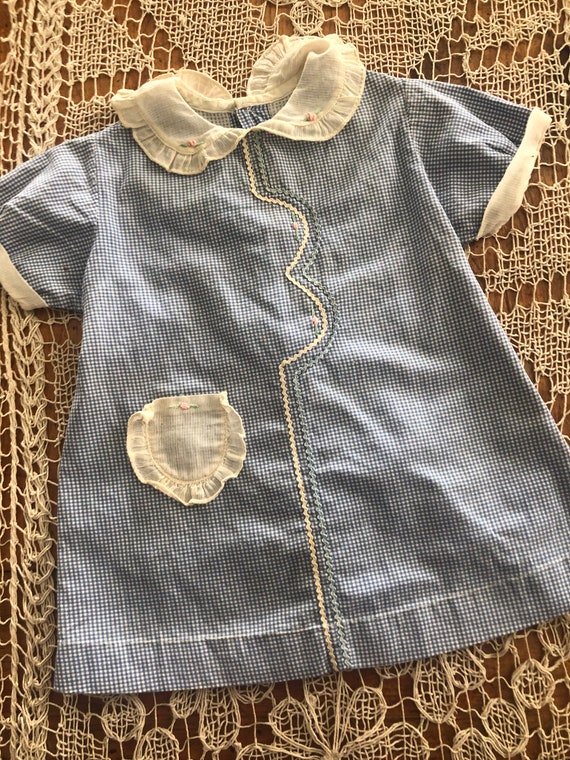 Gingham dress- vintage baby- babydress- vintage gi