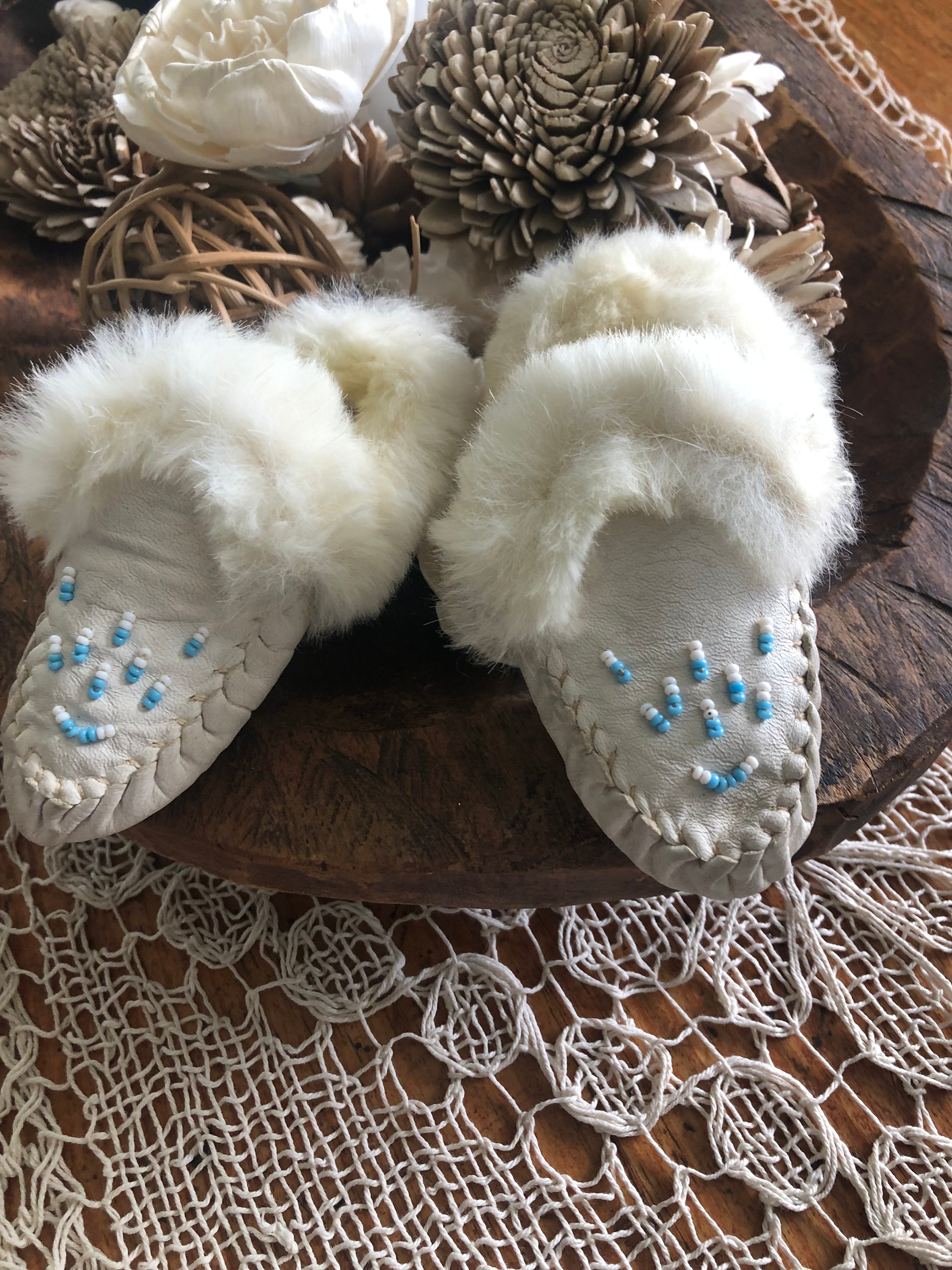 White fur moccasins hot sale