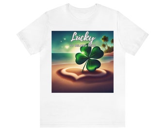 Lucky Clover St Patricks Day Tee, 'Lucky to Belong Here' Slogan, Irish Celebration Attire, Thoughtful St Patty's Day Present
