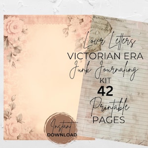 Printable Love Letters Victorian Era Junk Journaling Kit Instant Download, Journaling Ephemera, Tags, Pages