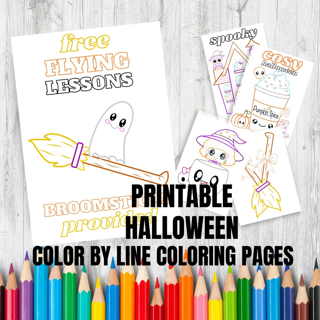 Halloween Kids Coloring Pages Color by Number Color by Line Twelve ...