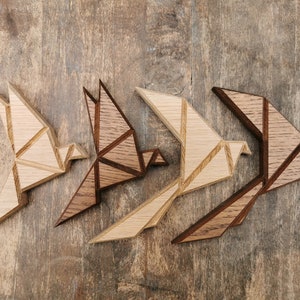 Wooden origami wall decoration Birds - a set of two