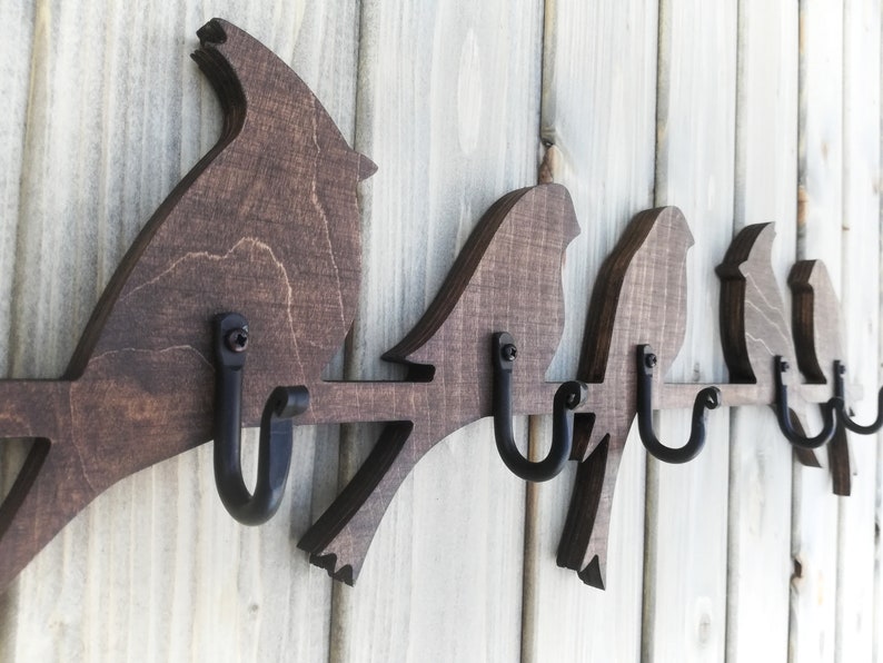 Wall Mount Coat Rack With 5 Hooks BIRDS in WAX Etsy