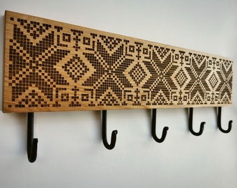 Unique wooden ethnic-patterned artistic coat rack Stars