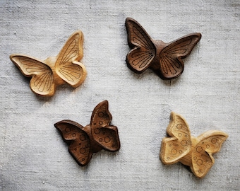 Décoration murale en bois, papillons en chêne - lot de quatre