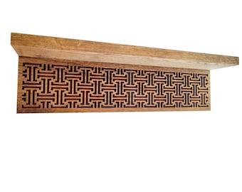 Ornate Wooden Wall Shelf, Classic Oak Organizer for Entryway