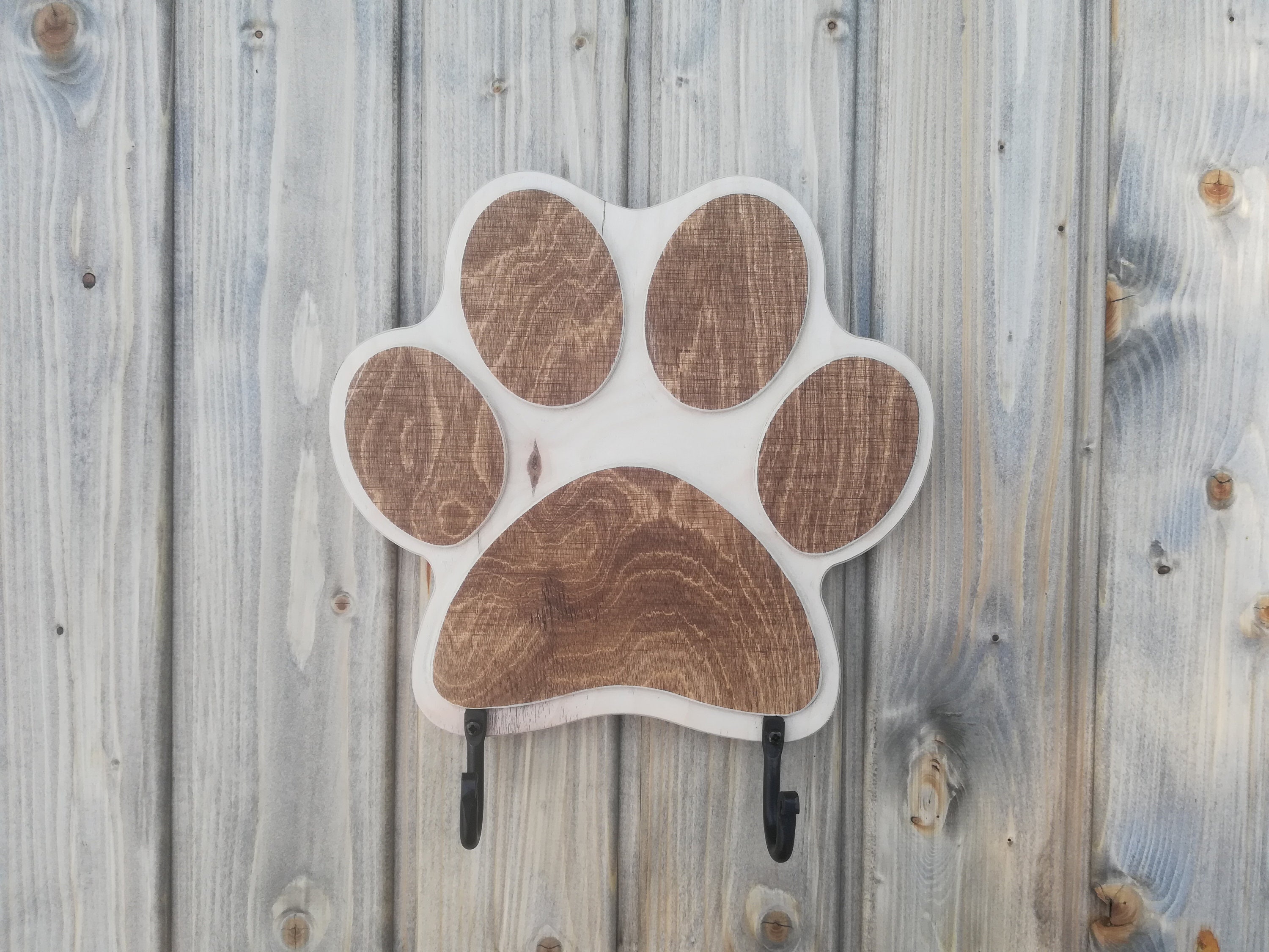 Wooden dog leash hook for wall The Great Paw Print in Wax Etsy