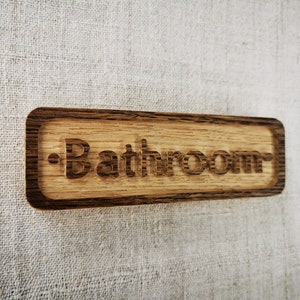 Solid Oak Bathroom Door Sign – Home, Pub, Office Decor