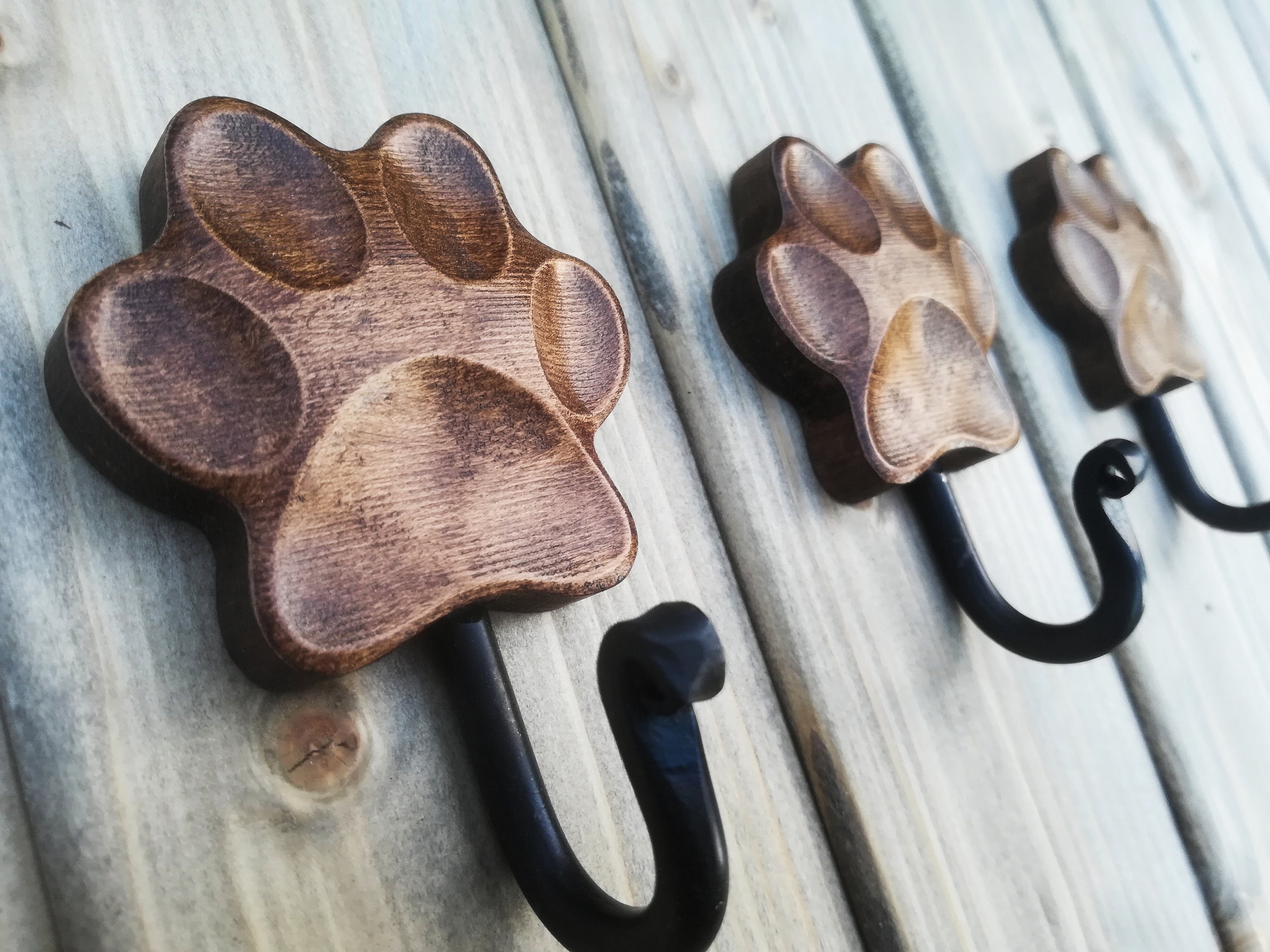 Wooden Dog Leash Hook for Wall Paw Print in Wax Etsy Australia