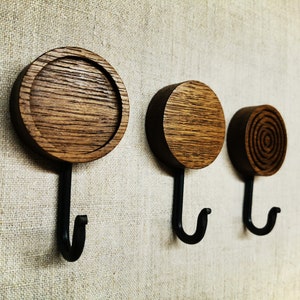 Big Moon Oak Wall Hook – Handmade Wood & Iron Coat Hanger
