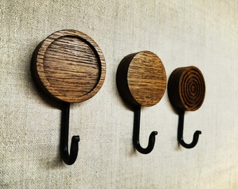 Big Moon Oak Wall Hook – Handmade Wood & Iron Coat Hanger