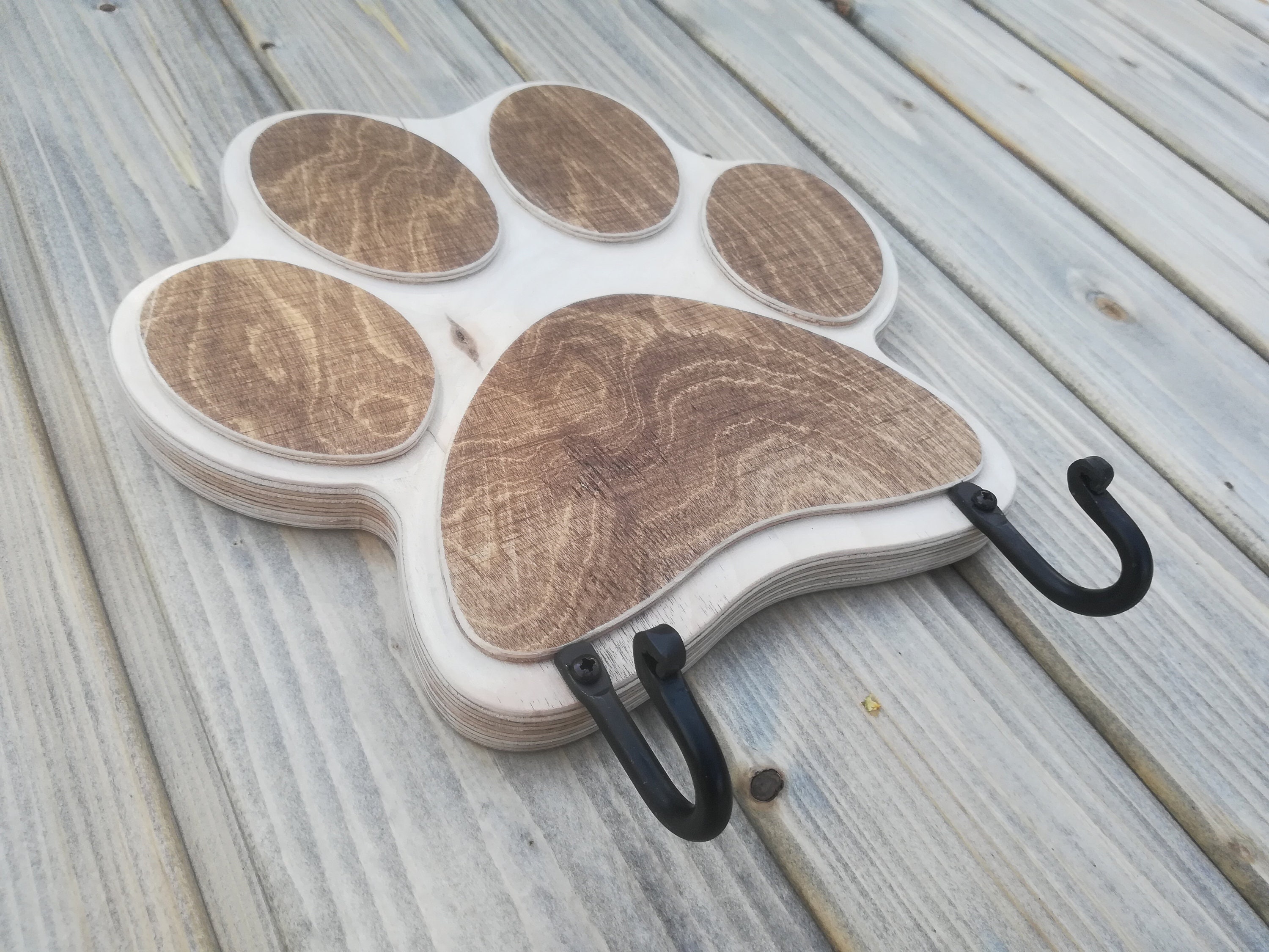 Wooden Dog Leash Hook for Wall the Great Paw Print in Wax Etsy